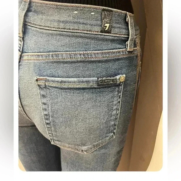 7 FOR ALL MANKIND Luxe Vintage High Waist Ankle Skinny Jean Silver  Stripe 29/8 - Picture 7 of 15